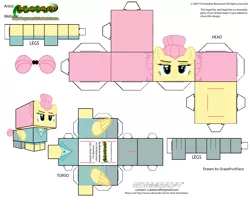 Size: 2979x2354 | Tagged: safe, artist:grapefruitface1, derpibooru import, fluttershy, pony, alternate hairstyle, arts and crafts, craft, cubeecraft, papercraft, printable, severeshy, solo