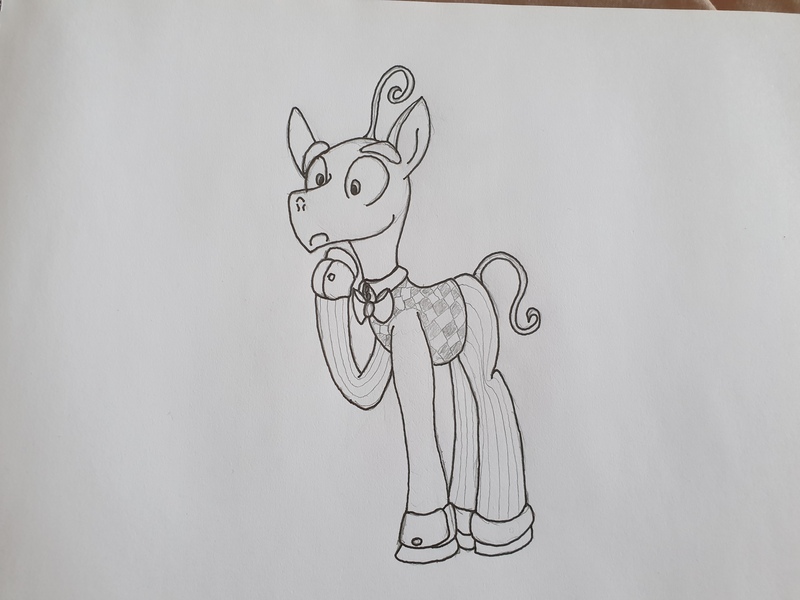 Size: 4032x3024 | Tagged: safe, artist:bigmackintosh, derpibooru import, ponified, pony, disney, fear, inside out, male, monochrome, pixar, solo, stallion, traditional art