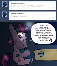 Size: 896x1028 | Tagged: artist:mamatwilightsparkle, baby, baby spike, comic, derpibooru import, diaper, hug, lullaby, mama twilight, mama twilight sparkle, monochrome, nap, safe, sleeping, snuggling, spike, tumblr, twilight sparkle, younger