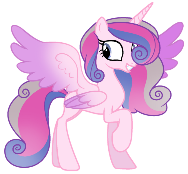 Size: 1024x947 | Tagged: safe, artist:lymamynsay11, derpibooru import, princess cadance, princess flurry heart, alicorn, pony, seraph, seraphicorn, fusion, multiple wings, simple background, solo, transparent background, wings