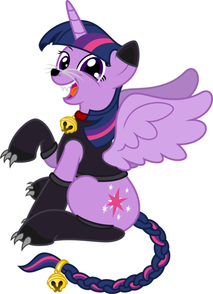 Size: 7232x10000 | Tagged: safe, artist:kysss90, artist:salemcat, derpibooru import, twilight sparkle, twilight sparkle (alicorn), alicorn, cat, pony, bell, bell collar, braided tail, claws, clothes, collar, costume, cute, fangs, female, mare, nightmare night, open mouth, simple background, sitting, smiling, solo, transparent background, twiabetes, twilight cat, vector, whiskers