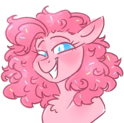 Size: 917x905 | Tagged: safe, artist:sierra flyer, derpibooru import, pinkie pie, earth pony, pony, blushing, bust, chest fluff, simple background, solo, transparent background