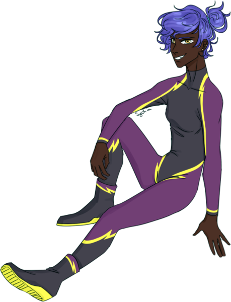 Size: 573x749 | Tagged: artist:sychia, boots, clothes, costume, dark skin, derpibooru import, ear piercing, earring, female, grin, human, humanized, humanized oc, icey-verse, jewelry, magical gay spawn, oc, oc:lightning skies, offspring, parent:open skies, parents:thunderskies, parent:thunderlane, piercing, safe, shadowbolts, shadowbolts costume, shoes, simple background, smiling, solo, transparent background, unofficial characters only