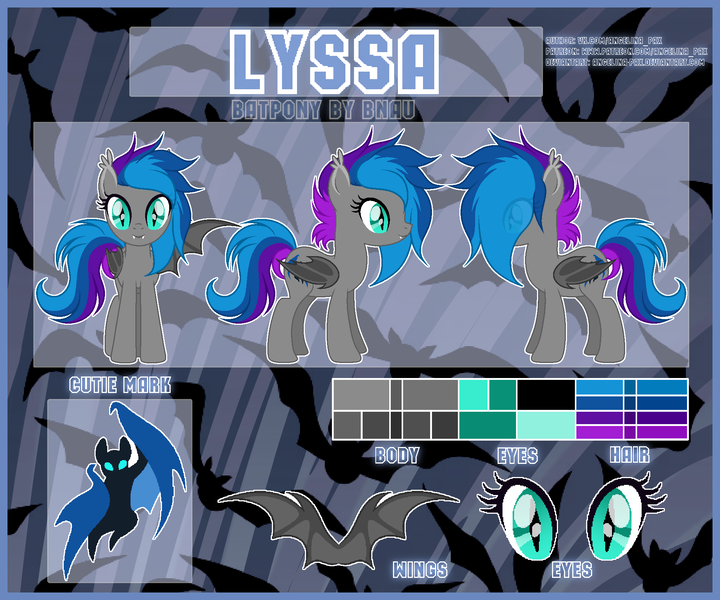 Size: 1920x1600 | Tagged: safe, artist:angelina-pax, derpibooru import, oc, oc:lyssa, unofficial characters only, bat pony, pony, abstract background, bat pony oc, bat wings, ear fluff, fangs, female, mare, reference sheet, solo, wings