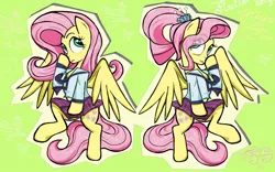 Size: 1280x798 | Tagged: safe, artist:sallycars, derpibooru import, fluttershy, pegasus, pony, blouse, boop, clothes, cute, eye clipping through hair, fluttershy day, ms paint, mspaintponies fanart, necktie, older, older fluttershy, school uniform, shyabetes, skirt, solo