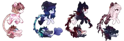 Size: 1024x341 | Tagged: safe, artist:glitterring, derpibooru import, oc, unofficial characters only, cow plant pony, monster pony, original species, plant pony, augmented tail, base used, braid, fangs, hat, hoof fluff, horns, open mouth, plant, simple background, smiling, tongue out, transparent background, witch hat
