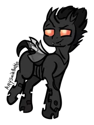 Size: 4167x5525 | Tagged: artist:binary6, changeling, changeling oc, derpibooru import, digital art, fangs, male, oc, oc:nix, safe, signature, simple background, smiling, smirk, solo, transparent background, unofficial characters only, white changeling, wings