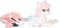 Size: 3532x1698 | Tagged: artist:glitterring, augmented tail, colored hooves, cow plant pony, derpibooru import, fangs, female, glasses, hoof fluff, horn, monster pony, oc, original species, paper, plant, plant pony, prone, safe, simple background, transparent background, unofficial characters only, wings