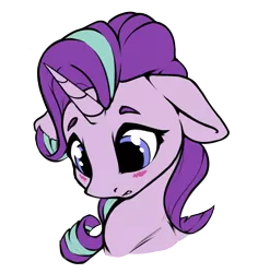 Size: 1461x1547 | Tagged: safe, artist:hitbass, artist:skitsniga, derpibooru import, starlight glimmer, pony, unicorn, blushing, bust, cute, female, floppy ears, glimmerbetes, mare, portrait, simple background, sketch, solo, transparent background