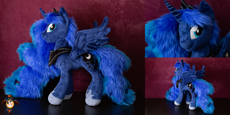 Size: 2000x997 | Tagged: safe, artist:essorille, derpibooru import, princess luna, pony, irl, photo, plushie, solo