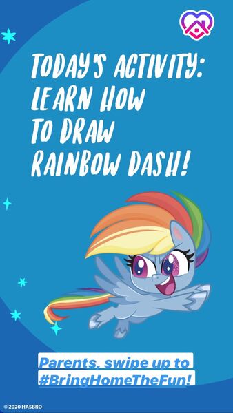 Size: 1080x1920 | Tagged: safe, derpibooru import, official, rainbow dash, pegasus, pony, my little pony: pony life, bringhomethefun, coronavirus, covid-19, instagram story, solo, text