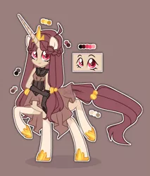 Size: 1674x1969 | Tagged: artist:lil_chif, centaur, centaur oc, clothes, corset, crown, derpibooru import, dress, female, gloves, hoof shoes, jewelry, mare, markings, oc, oc:rose trots, raised hoof, raised leg, red background, reference sheet, regalia, safe, simple background, skirt, solo, unofficial characters only