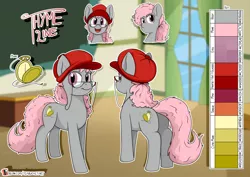 Size: 1910x1351 | Tagged: safe, artist:teabucket, deleted from derpibooru, derpibooru import, oc, oc:thyme line, unofficial characters only, earth pony, pony, female, glasses, hat, mare, patreon, patreon logo, reference sheet