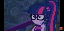 Size: 2960x1440 | Tagged: safe, derpibooru import, screencap, sci-twi, twilight sparkle, equestria girls, equestria girls series, spring breakdown, spoiler:eqg series (season 2), angry, sleeveless, upscaled, youtube