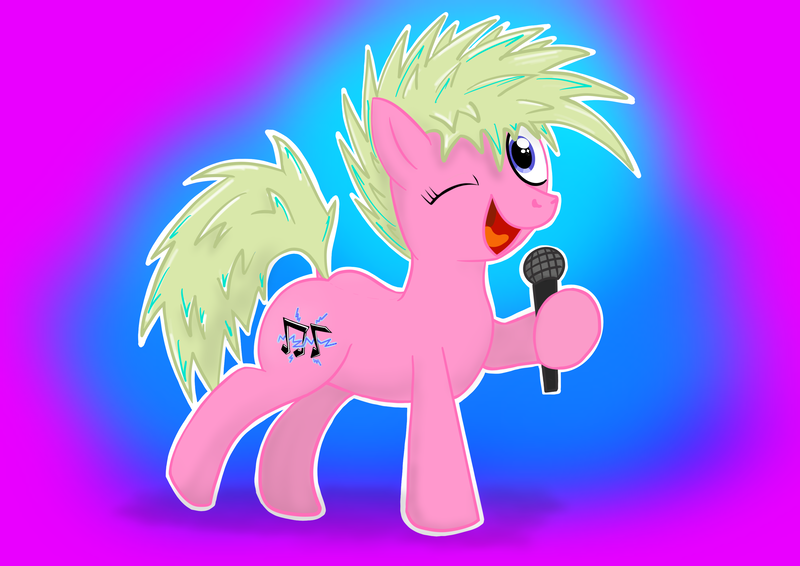 Size: 3508x2480 | Tagged: safe, artist:eel's stuff, derpibooru import, oc, oc:vigorous melody, unofficial characters only, pony, female, mare, microphone, one eye closed, smiling at you, wink