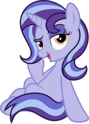 Size: 4241x5906 | Tagged: safe, artist:digimonlover101, derpibooru import, edit, oc, oc:starlet, pony, unicorn, road to friendship, female, lidded eyes, mare, next generation, offspring, open mouth, parent:hoo'far, parent:trixie, raised eyebrow, simple background, smiling, solo, transparent background