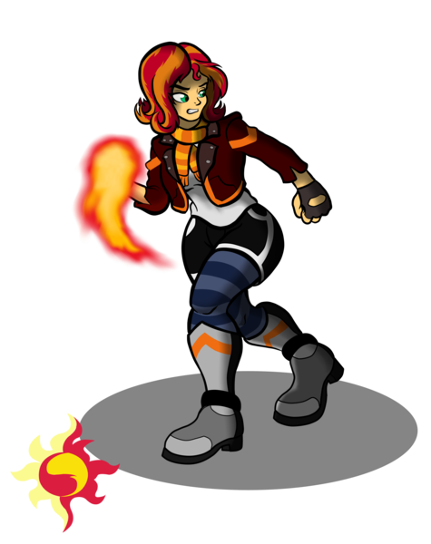 Size: 2037x2573 | Tagged: safe, artist:theomegas2, derpibooru import, sunset shimmer, human, equestria girls, clothes, fiery shimmer, fingerless gloves, fire, gloves, simple background, transparent background