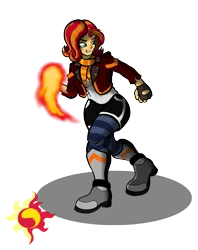 Size: 2037x2573 | Tagged: safe, artist:theomegas2, derpibooru import, sunset shimmer, human, equestria girls, clothes, fiery shimmer, fingerless gloves, fire, gloves, simple background, transparent background
