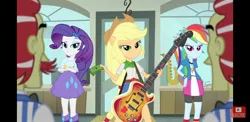 Size: 2220x1080 | Tagged: safe, derpibooru import, screencap, applejack, flam, flim, rainbow dash, rarity, a case for the bass, equestria girls, ponied up, upscaled, youtube