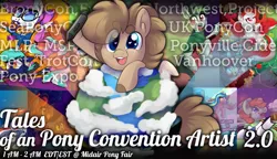 Size: 1075x620 | Tagged: safe, artist:shibaroll, deleted from derpibooru, derpibooru import, oc, alicorn, cat, earth pony, pegasus, pony, advertisement, alicorn oc, christmas, christmas tree, cider mug, convention, earth pony oc, globe, hat, holiday, horn, midair pony fair, mug, my little pony, panel, pegasus oc, tablet pen, top hat, tree, wings