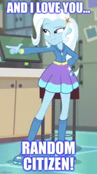 Size: 492x884 | Tagged: safe, derpibooru import, edit, edited screencap, screencap, trixie, equestria girls, equestria girls series, forgotten friendship, caption, cropped, image macro, megamind, meme, metro man, reference, text, trixie yells at everything