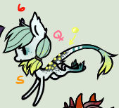 Size: 169x154 | Tagged: safe, artist:glitterring, derpibooru import, oc, unofficial characters only, earth pony, pony, chibi, earth pony oc, female, hoof fluff, leonine tail, mare, offscreen character, simple background, text