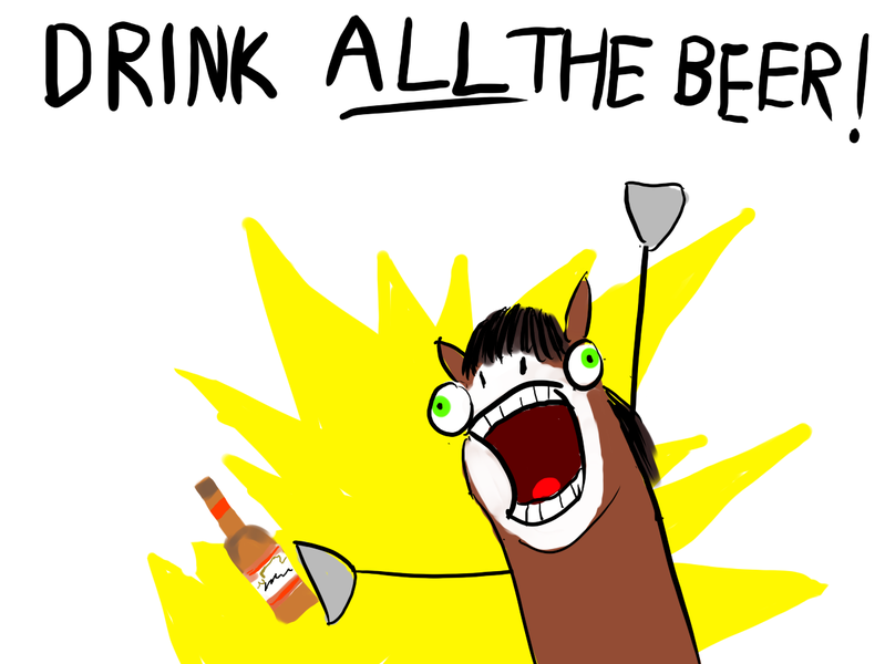 Size: 1200x901 | Tagged: alcohol, artist:horsesplease, beer, bottle, budweiser, derp, derpibooru import, drunk, drunken shoes, hyperbole and a half, meme, safe, trouble shoes, x all the y