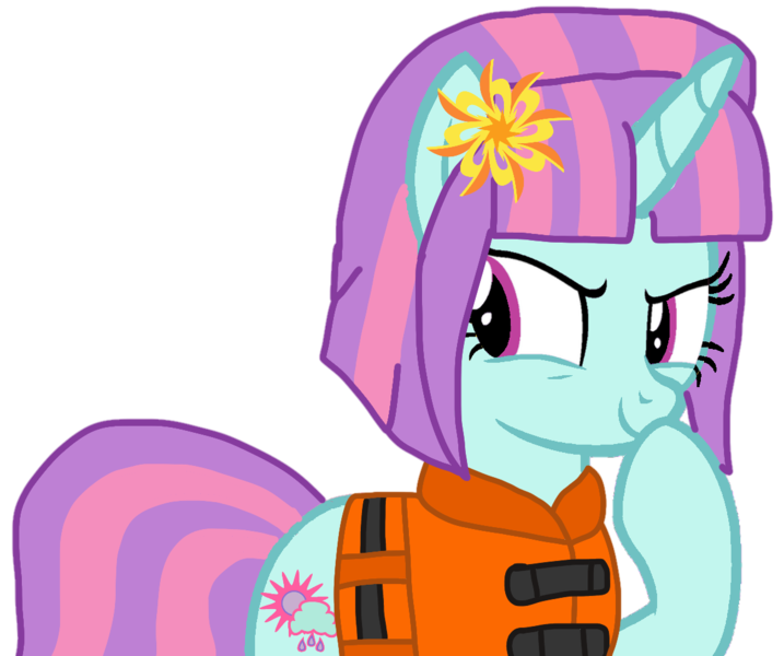 Size: 1187x993 | Tagged: safe, artist:徐詩珮, derpibooru import, sunny flare, ponified, pony, unicorn, series:sprglitemplight diary, series:sprglitemplight life jacket days, series:springshadowdrops diary, series:springshadowdrops life jacket days, alternate universe, base used, clothes, cute, equestria girls ponified, lifejacket, simple background, transparent background