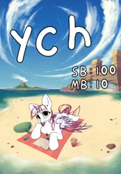 Size: 661x952 | Tagged: safe, artist:hitbass, derpibooru import, oc, alicorn, pony, beach, commission, image, jpeg, solo, ych example, your character here
