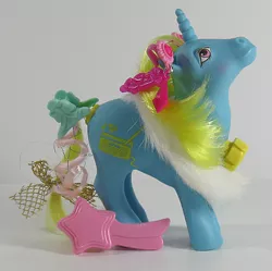 Size: 602x600 | Tagged: barrette, bow, brush, dance 'n prance pony, derpibooru import, dj (g1), ear piercing, earring, feather boa, g1, jewelry, photographer:breyer600, piercing, safe, tail bow, toy