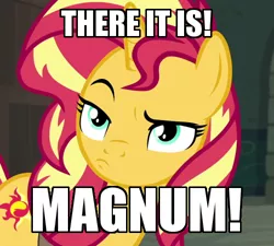 Size: 500x450 | Tagged: safe, derpibooru import, edit, edited screencap, screencap, sunset shimmer, pony, unicorn, equestria girls, equestria girls series, forgotten friendship, most likely to be forgotten, caption, cropped, female, image macro, looking at you, looking back, looking back at you, mare, meme, pouting, solo, text, unamused, zoolander