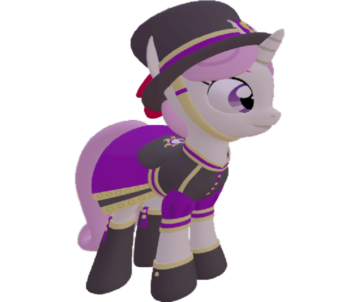 Size: 855x720 | Tagged: safe, artist:topsangtheman, derpibooru import, twinkleshine, pony, unicorn, 3d, clothes, hat, simple background, solo, source filmmaker, transparent background, uniform