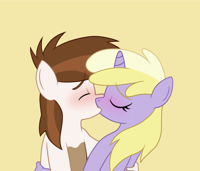 Size: 1249x1068 | Tagged: safe, artist:deserter, artist:tolpain, derpibooru import, dinky hooves, pipsqueak, anthro, earth pony, unicorn, blushing, collaboration, dinkysqueak, female, kissing, male, older, shipping, straight