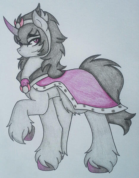 Size: 1683x2158 | Tagged: safe, artist:kitistrasza, derpibooru import, king sombra, pony, reformed sombra, solo, traditional art, watermark