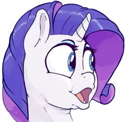 Size: 500x482 | Tagged: safe, artist:sirmasterdufel, derpibooru import, rarity, pony, unicorn, bust, emotes, open mouth, poggers, simple background, solo, transparent background, wide eyes