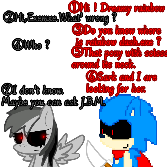 Size: 576x576 | Tagged: artist needed, safe, derpibooru import, rainbow dash, hedgehog, pony, creepypasta, dreamy rainbow, female, knife, mare, pixel art, rainbow dash.exe, simple background, sonic the hedgehog, sonic the hedgehog (series), sonic.exe, test, transparent background, zalgo