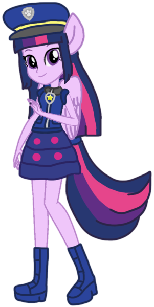 Size: 532x1059 | Tagged: safe, artist:徐詩珮, derpibooru import, twilight sparkle, twilight sparkle (alicorn), alicorn, series:sprglitemplight diary, series:sprglitemplight life jacket days, series:springshadowdrops diary, series:springshadowdrops life jacket days, equestria girls, alternate universe, base used, chase (paw patrol), clothes, cute, paw patrol, ponied up, simple background, transparent background