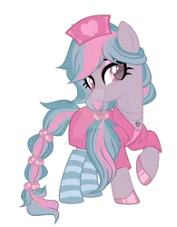 Size: 1280x1638 | Tagged: safe, artist:magicdarkart, derpibooru import, oc, earth pony, pony, are, clothes, deviantart watermark, nurse outfit, obtrusive watermark, simple background, socks, solo, striped socks, transparent background, watermark