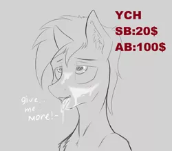 Size: 1600x1400 | Tagged: suggestive, artist:trast113, derpibooru import, oc, pony, ahegao, cum, cum in mouth, open mouth, solo, tongue out, ych sketch