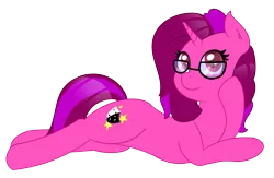 Size: 2433x1583 | Tagged: safe, artist:eyeburn, derpibooru import, oc, oc:curtain call, unofficial characters only, unicorn, cute, draw me like one of your french girls, glasses, simple background, solo, transparent background