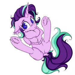 Size: 2500x2500 | Tagged: safe, artist:rurihal, derpibooru import, starlight glimmer, pony, unicorn, :t, belly, blushing, chest fluff, colored pupils, cute, dock, ear fluff, female, floppy ears, glimmerbetes, hoof fluff, imminent belly rub, mare, on back, simple background, solo, underhoof, weapons-grade cute, white background