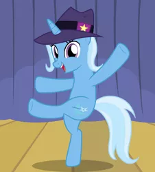 Size: 1762x1953 | Tagged: safe, artist:badumsquish, derpibooru import, trixie, ponified, pony, unicorn, too many pinkie pies, bipedal, can can, can-can, clone, clothes, cutie mark, dancing, equestria girls ponified, fedora, female, hat, high kick, implied mirror pool, kick, kicking, looking at you, mare, radio city rockettes, show accurate, stage