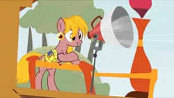 Size: 1280x720 | Tagged: safe, derpibooru import, oc, oc:ariella, earth pony, pony, apple family reunion, loudhailer, megaphone, raise this barn, recolor, solo, utauloid