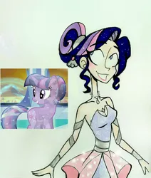 Size: 2148x2530 | Tagged: safe, artist:citi, derpibooru import, screencap, twilight sparkle, crystal pony, human, unicorn, the crystal empire, alternate hairstyle, crystal twilight, crystallized, humanized, scene interpretation, screencap reference, solo, traditional art, unicorn twilight