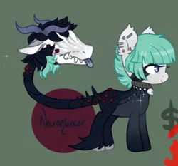 Size: 329x307 | Tagged: safe, artist:glitterring, derpibooru import, oc, unofficial characters only, cow plant pony, monster pony, original species, plant pony, augmented tail, collar, ear fluff, ear piercing, fangs, hoof fluff, horn, piercing, plant, tongue out