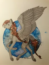 Size: 3096x4128 | Tagged: safe, artist:clarissa0210, derpibooru import, oc, oc:silver storm, pegasus, pony, crying, female, high res, mare, solo, traditional art