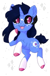 Size: 200x303 | Tagged: safe, artist:glitterring, derpibooru import, oc, unofficial characters only, pony, unicorn, :d, female, freckles, hoof polish, horn, mare, pixel art, simple background, socks (coat marking), solo, transparent background, unicorn oc