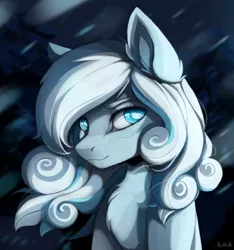 Size: 3000x3204 | Tagged: safe, artist:ritter, derpibooru import, oc, oc:snowdrop, unofficial characters only, pegasus, pony, avatar, bust, chest fluff, ear fluff, female, looking at you, mare, night, older, snow, snowfall, solo, windswept mane, winter