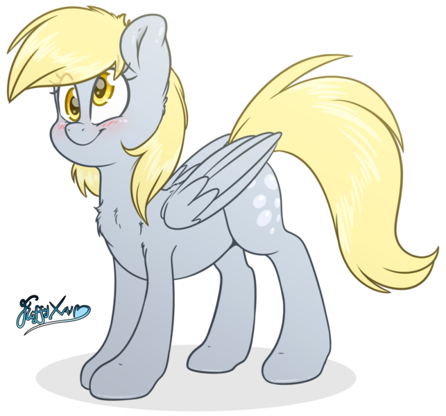 Size: 3000x2800 | Tagged: safe, artist:fluffyxai, derpibooru import, derpy hooves, pegasus, pony, cute, derpabetes, female, mare, simple background, smiling, solo, standing, transparent background