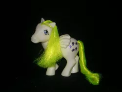 Size: 640x480 | Tagged: safe, derpibooru import, photographer:breyer600, photographer:lancer, surprise, pegasus, pony, black background, female, g1, image, jpeg, mare, simple background, smiling, toy